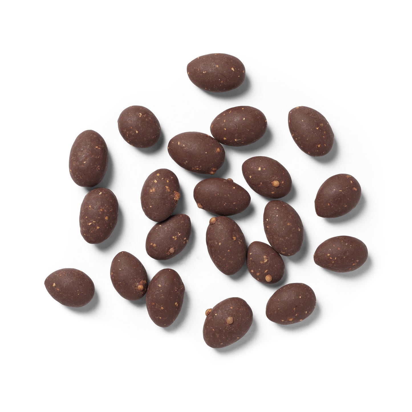 Premium almond dragées featuring perfectly roasted Avola almonds coated in 50% milk chocolate with coriander and sea salt by Friis-Holm.