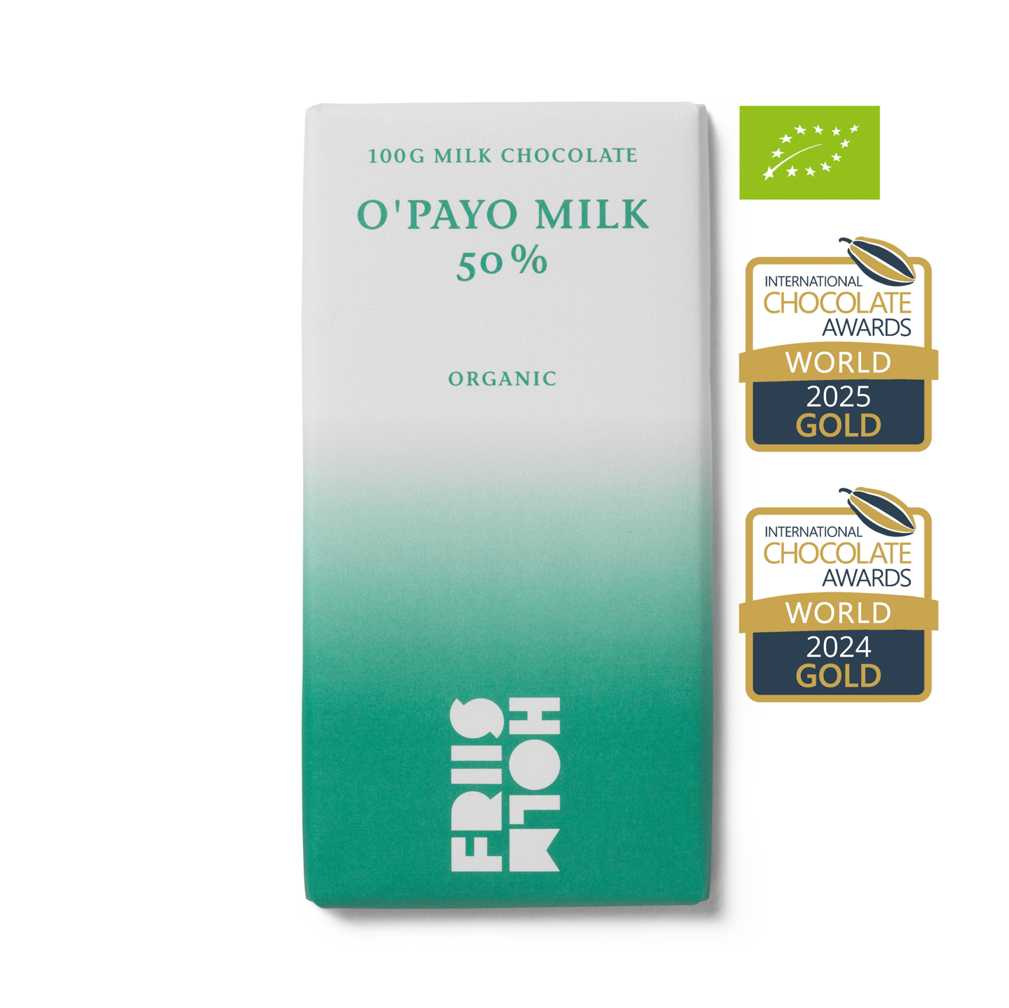 O'Payo Milk 50 %, 100 g. Øko. DK-ØKO-100. EU / IKKE-EU-JORDBRUG
