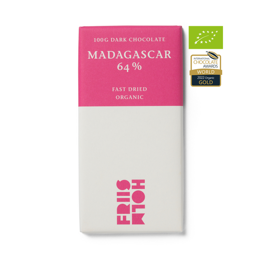 Madagascar 64% Fast Dried, 100 g. Øko. DK-ØKO-100. IKKE-EU-JORDBRUG